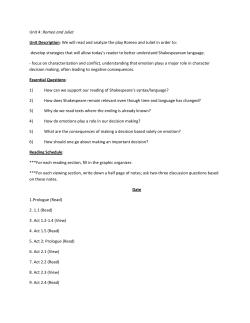 Unit 4: Romeo and Juliet