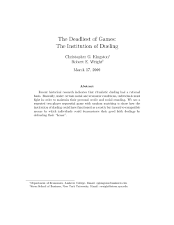 The Deadliest of Games: The Institution of Dueling
