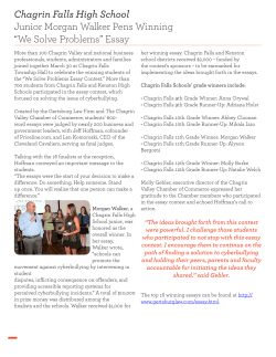 Chagrin Falls High School Junior Morgan Walker Pens Winning &ldquo;We