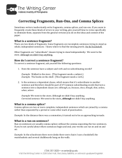 Correcting Fragments, Run