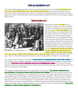 THE QUARTERING ACT THE STAMP ACT