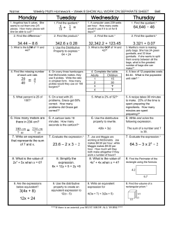 Monday Tuesday Wednesday Thursday