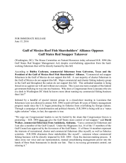 Gulf of Mexico Reef Fish Shareholders` Alliance Opposes Gulf