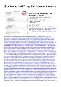Bcps Summer 2003 Ecoogy Unit Assessment Answers