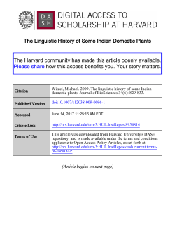 The Linguistic History of Some Indian Domestic Plants The Harvard