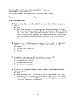 Economics 2010 Sec 300 Second Midterm Fall 2009 &ndash; Version A