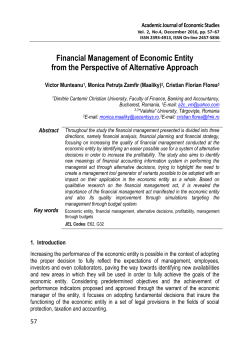 Financial Management of Economic Entity from the Perspective of