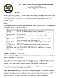 AP U.S. History Course Information and Summer Assignment Mrs