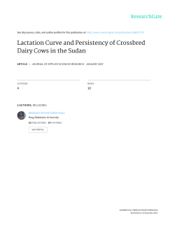 Lactation Curve and Persistency of Crossbred Dairy Cows in the