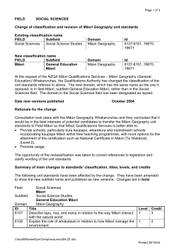 Change of classification and revision of Māori Geography
