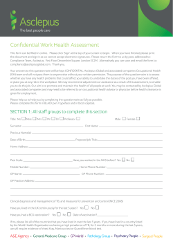 Confidential Work Health Assessment