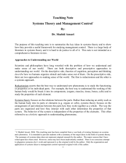 Teaching Note Systems Theory and Management