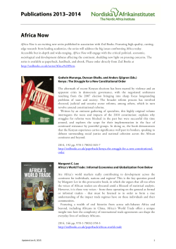 Publications 2013/2014 - The Nordic Africa Institute