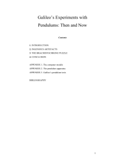 Galileo`s Experiments with Pendulums: Then and - Philsci