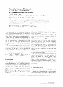 Association Constant of Acetic Acid in 1.02 m NaCl