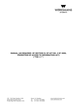 MANUAL (AS REQUIRED BY SECTION 51 OF ACT NO. 2 OF 2000