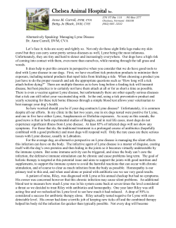 4 Legs and a Tail Summer 2015 Managing Lyme Disease