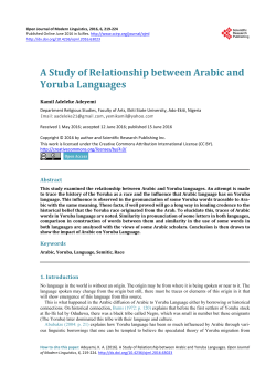 A Study of Relationship between Arabic and Yoruba Languages