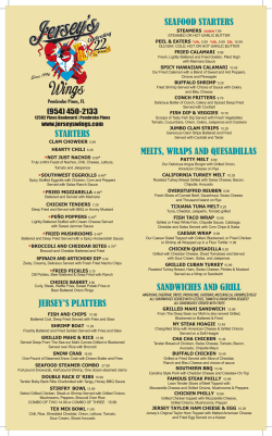 Menu - Jersey`s Wings