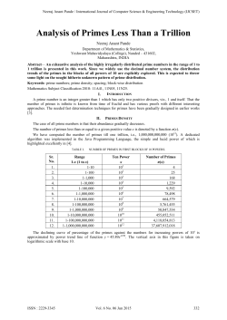 Analysis of Primes Less Than a Trillion