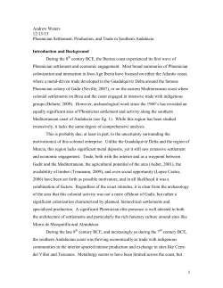 Phoenician Settlement, Production, and Trade in Southern Andaluc&iacute;a