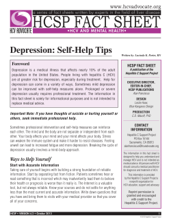 HCV and Mental Health: Depression - Self-Help Tips