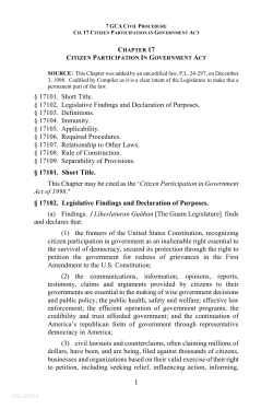 Chapter 17: Citizen Participation in Government Act