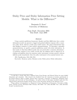 Sticky Price and Sticky Information Price Setting Models: What is the