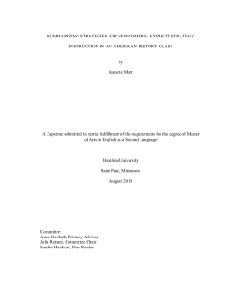 SUMMARIZING STRATEGIES FOR NEWCOMERS