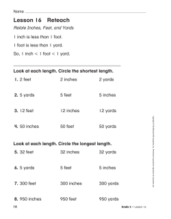Lesson 16 Reteach Relate Inches, Feet, and Yards