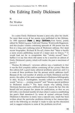 On Editing Emily Dickinson