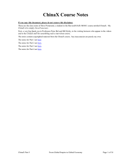 ChinaX Course Notes