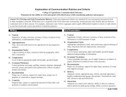 Explanation of Communication Rubrics and Criteria