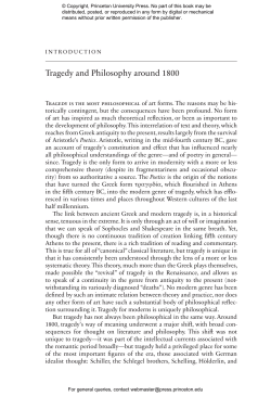 Greek Tragedy and German Philosophy. Joshua Billings