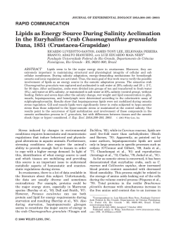 Lipids as energy source during salinity acclimation in the euryhaline