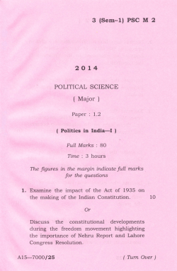 Paper-1.2 : Politics in India-I