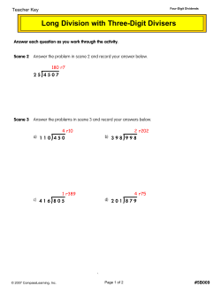 Long Division with Three-Digit Divisers