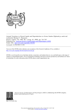Annual Variation in Stored Lipids and Reproduction in Green Snakes