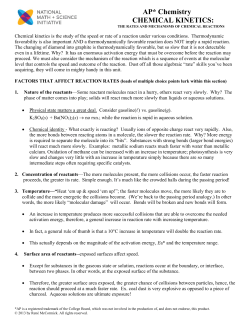 AP* Chemistry CHEMICAL KINETICS