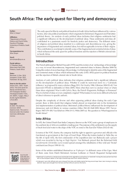 South Africa: The early quest for liberty and democracy
