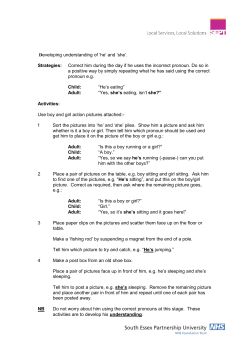 Developing understanding of `he` and `she`.