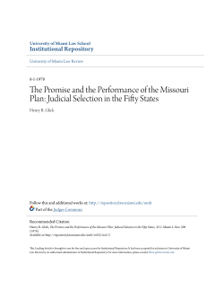 The Promise and the Performance of the Missouri Plan: Judicial