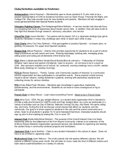 Clubs/Activities available to freshmen: