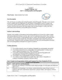 Activity 8: Introduction to Biographies and Autobiographies (GLEs