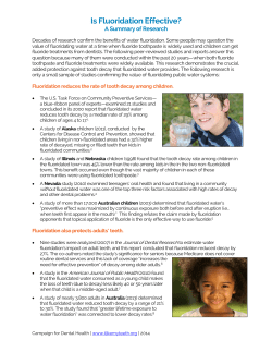 Is Fluoridation Effective? - Campaign for Dental Health