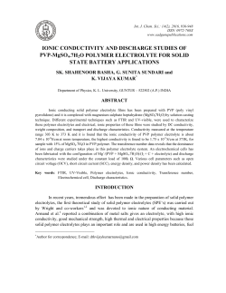 IONIC CONDUCTIVITY AND DISCHARGE STUDIES OF PVP