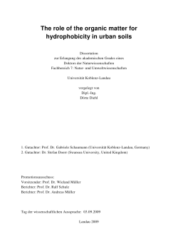 The role of the organic matter for hydrophobicity in urban soils