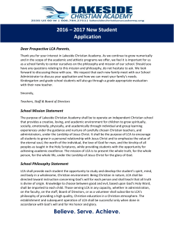 New Student Application - Lakeside Christian Academy