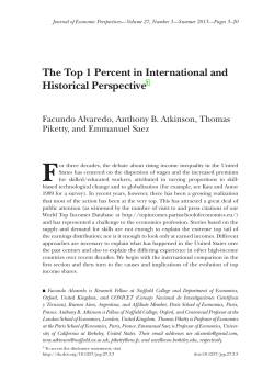 The Top 1 Percent in International and Historical Perspective&dagger;