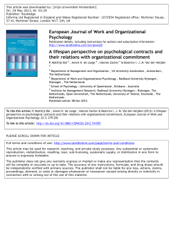 A lifespan perspective on psychological contracts and their relations